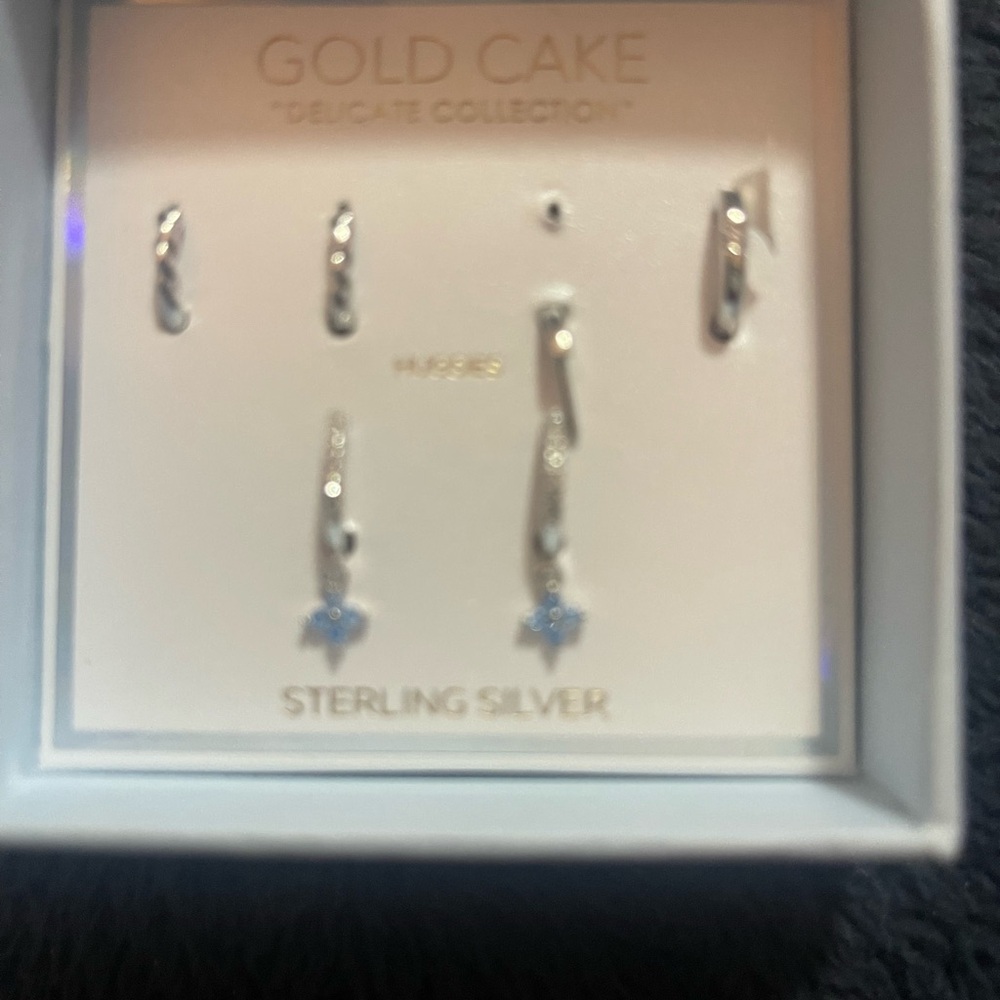 Gold Cake Sterling Silver Earrings Set